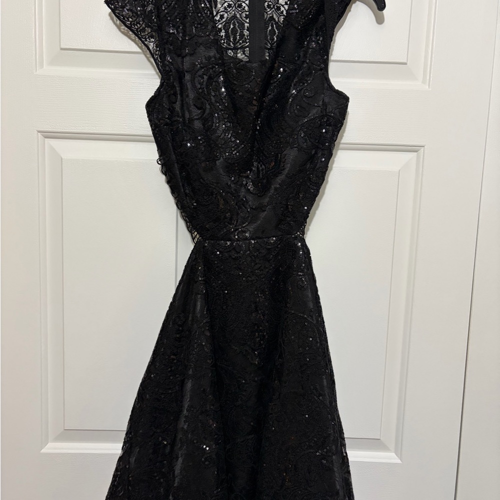 Sequin Hearts Black Backless Dress